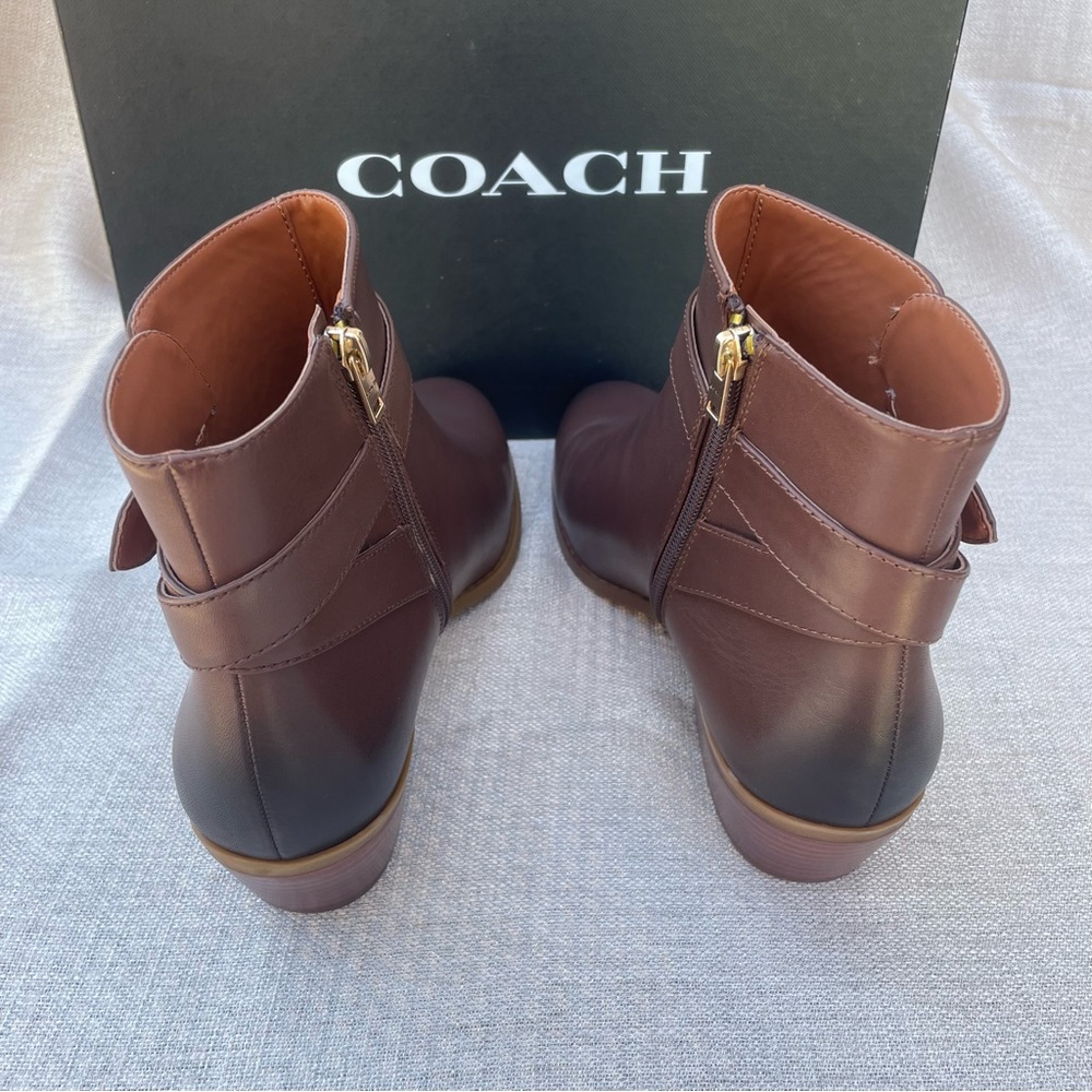 NWT Coach Debi Leather Bootie Walnut 10 - Picture 4 of 6